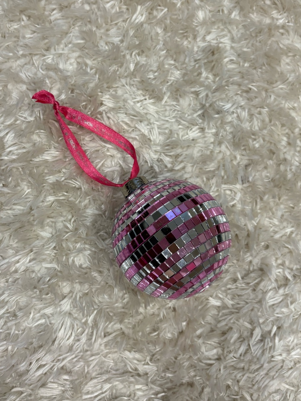 Victoria's Secret Disco Ball Metallic Bedazzled Mirrored Ornament Pink Silver